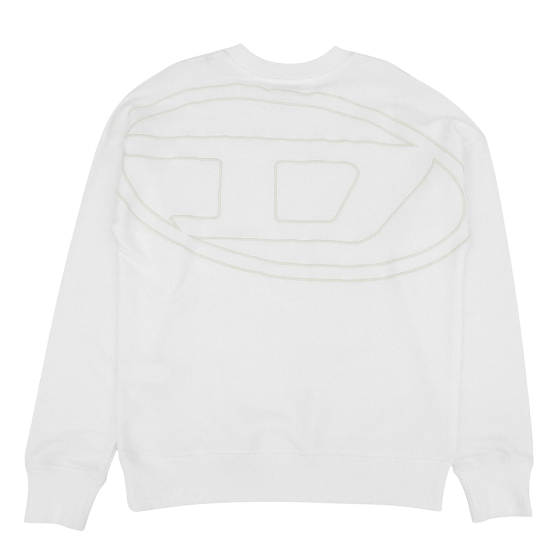 Excellent DIESEL sweat D logo embroidered crew neck white cotton mens XS
