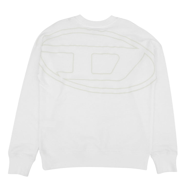 Excellent DIESEL sweat D logo embroidered crew neck white cotton mens XS