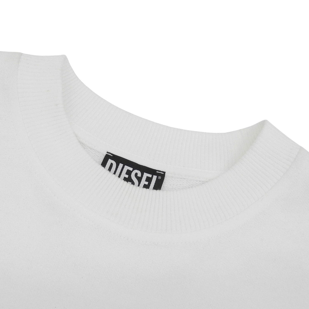 Excellent DIESEL sweat D logo embroidered crew neck white cotton mens XS