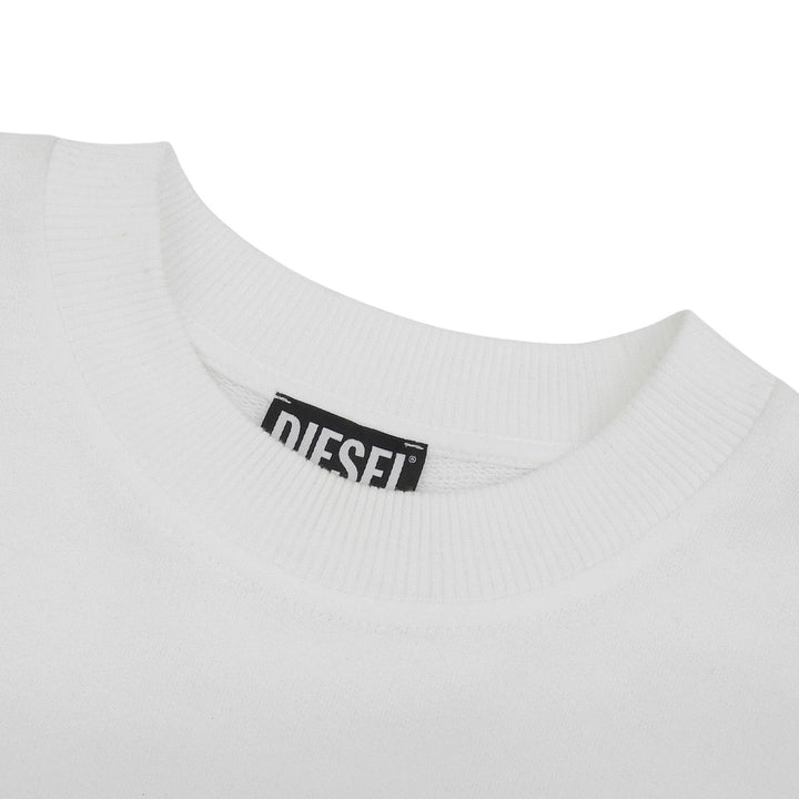 Excellent DIESEL sweat D logo embroidered crew neck white cotton mens XS