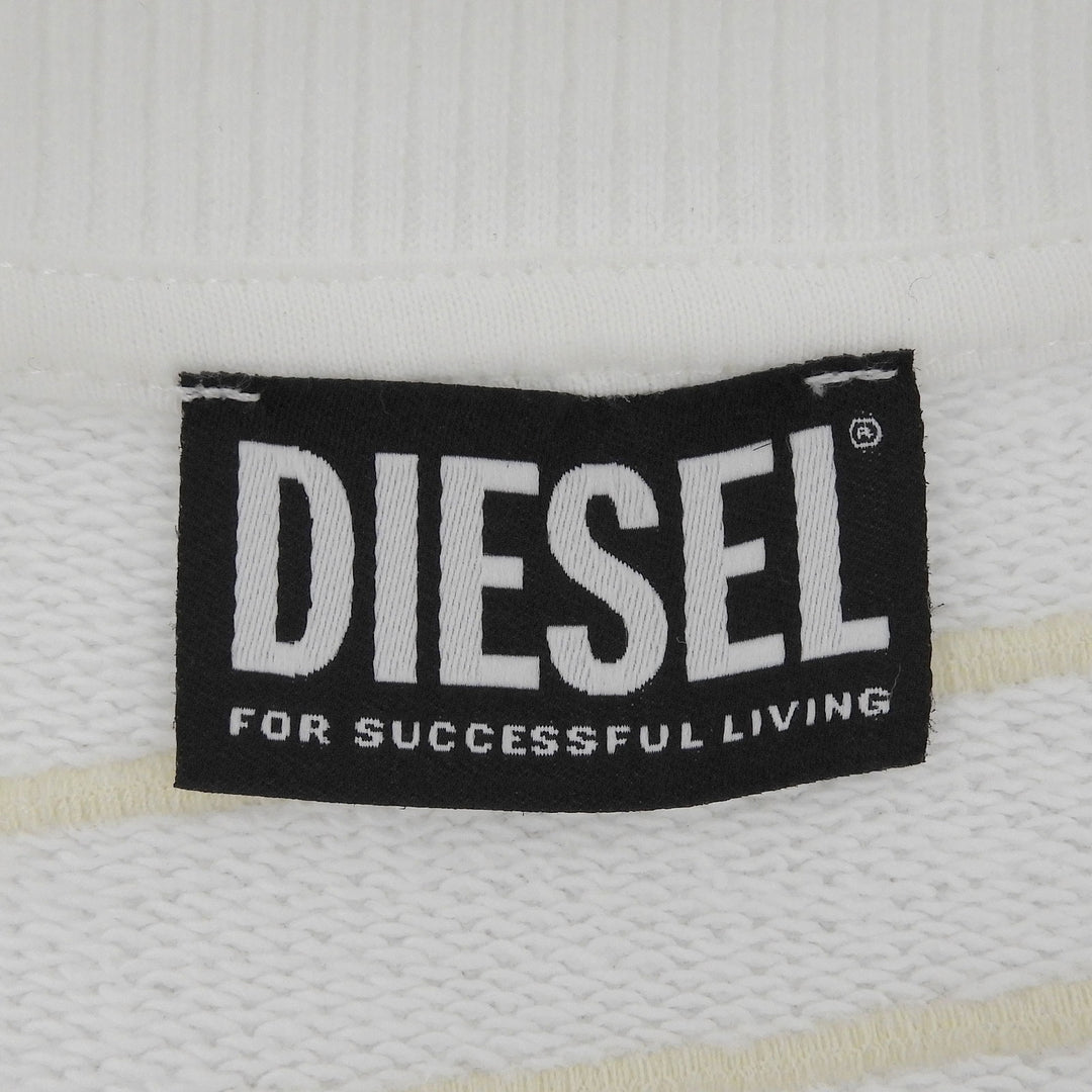 Excellent DIESEL sweat D logo embroidered crew neck white cotton mens XS