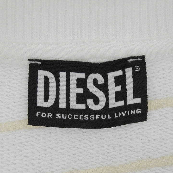 Excellent DIESEL sweat D logo embroidered crew neck white cotton mens XS