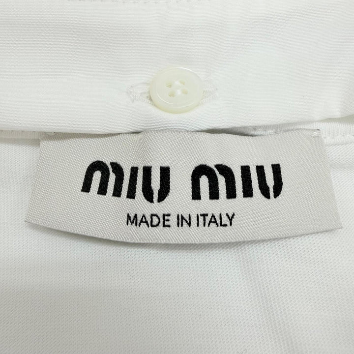 Excellent MIUMIU tops Logo embroidery sailor collar white M MJN460 S231 11EC