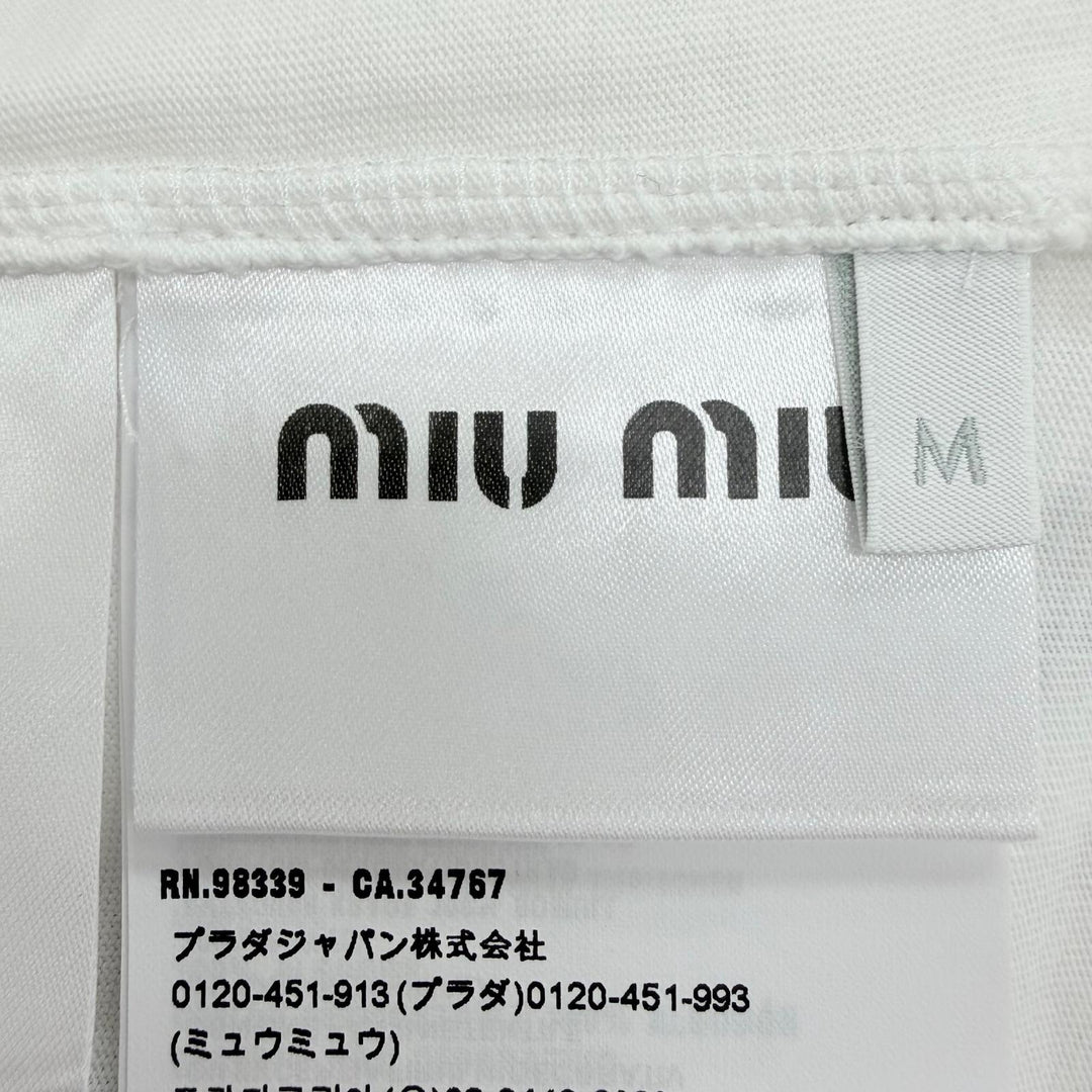 Excellent MIUMIU tops Logo embroidery sailor collar white M MJN460 S231 11EC