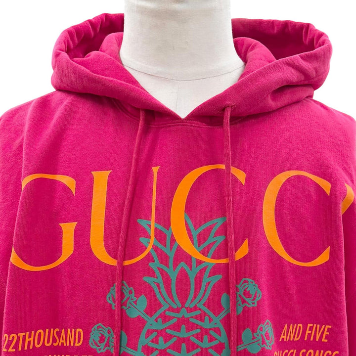 Pristine GUCCI hoodie Logo print pullover pink cotton mens XS 674900 XJD22