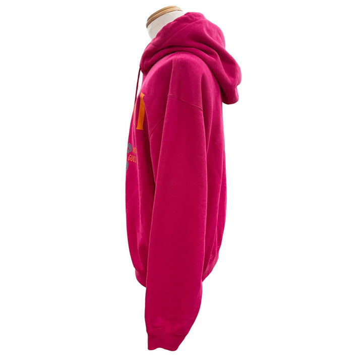 Pristine GUCCI hoodie Logo print pullover pink cotton mens XS 674900 XJD22