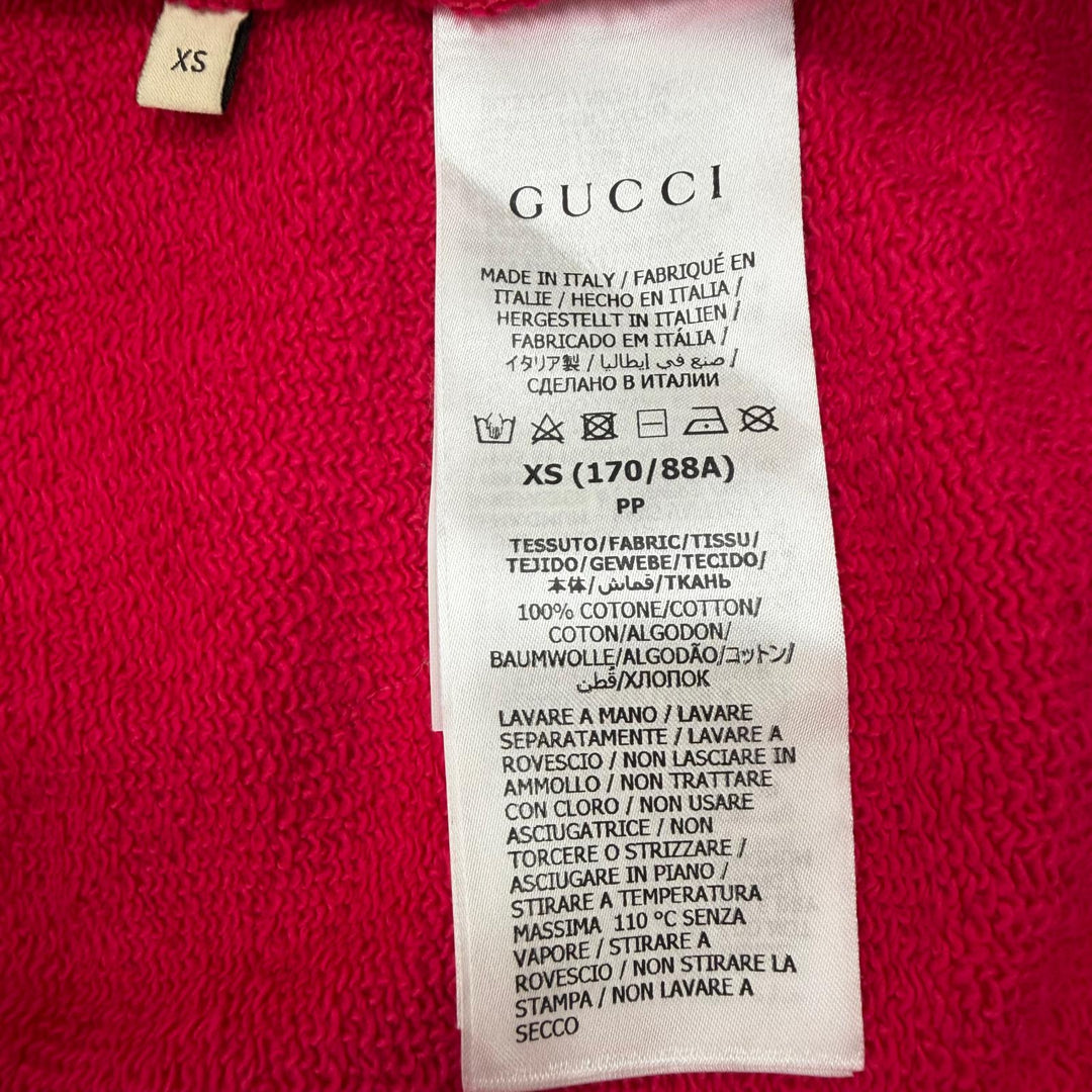 Pristine GUCCI hoodie Logo print pullover pink cotton mens XS 674900 XJD22
