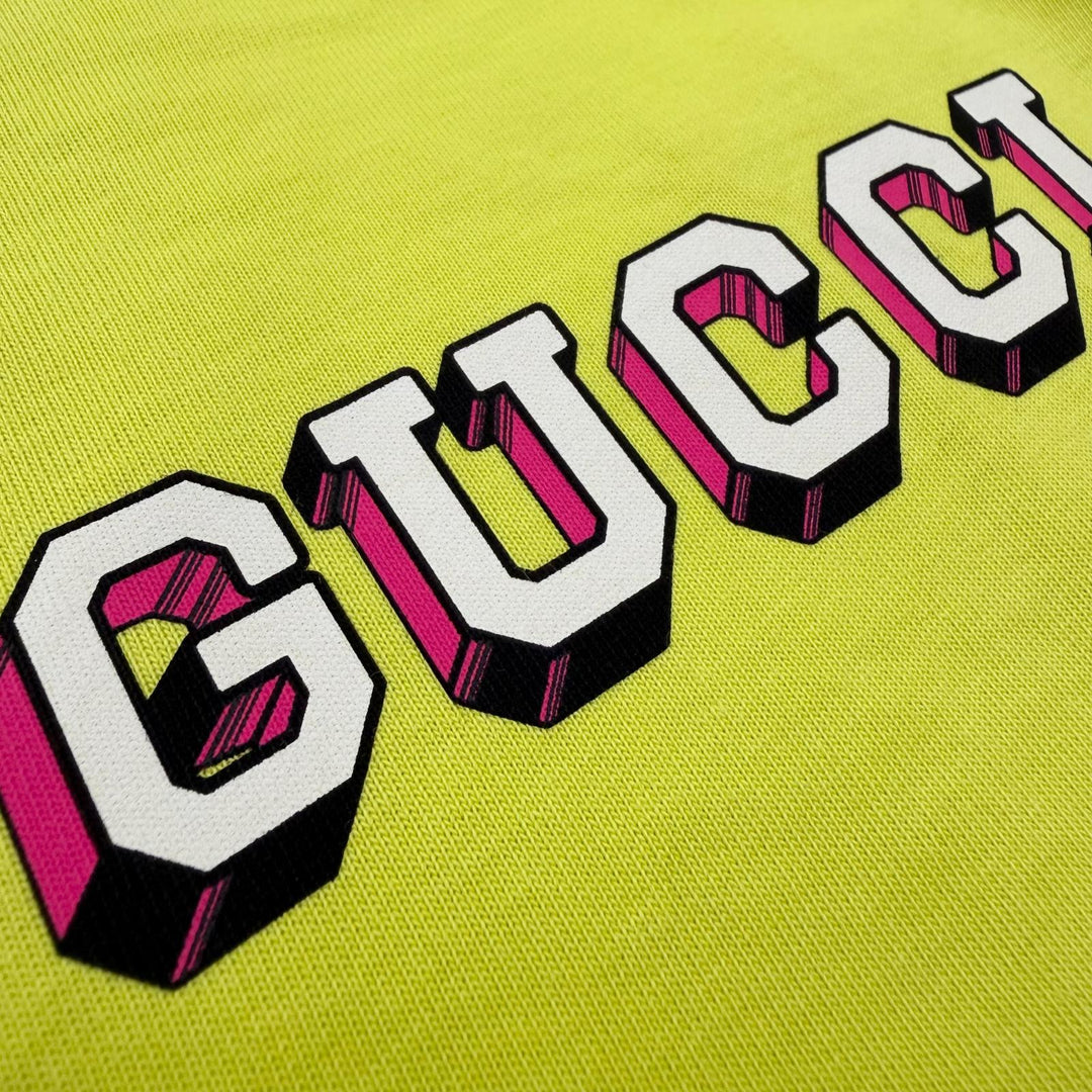 Pristine GUCCI Long-sleeved T-shirt Lime yellow cotton mens L 581903 XJF5P
