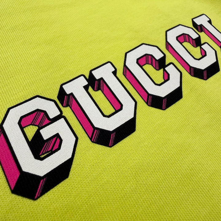 Pristine GUCCI Long-sleeved T-shirt Lime yellow cotton mens L 581903 XJF5P