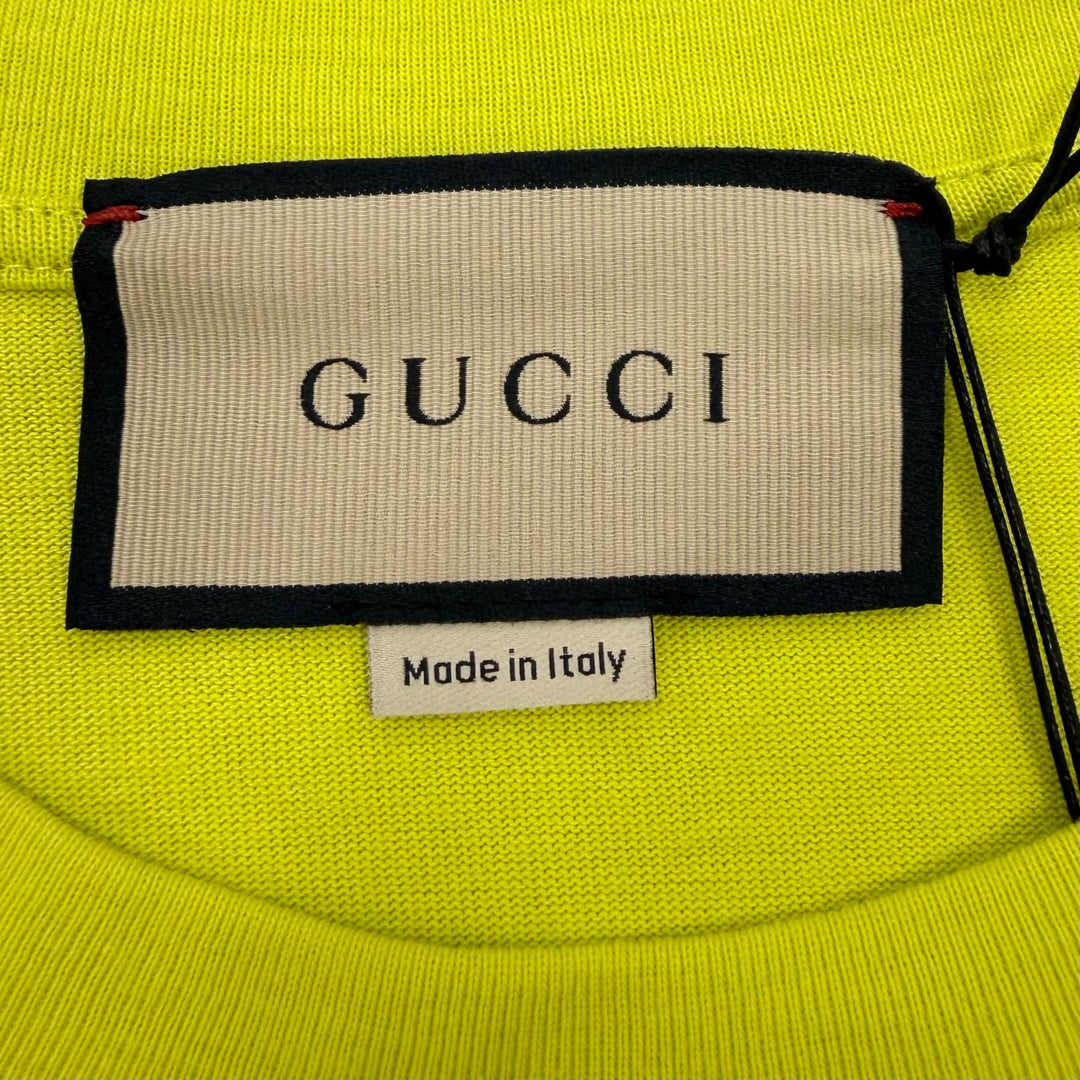 Pristine GUCCI Long-sleeved T-shirt Lime yellow cotton mens L 581903 XJF5P