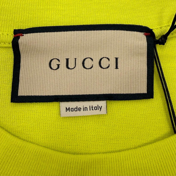 Pristine GUCCI Long-sleeved T-shirt Lime yellow cotton mens L 581903 XJF5P