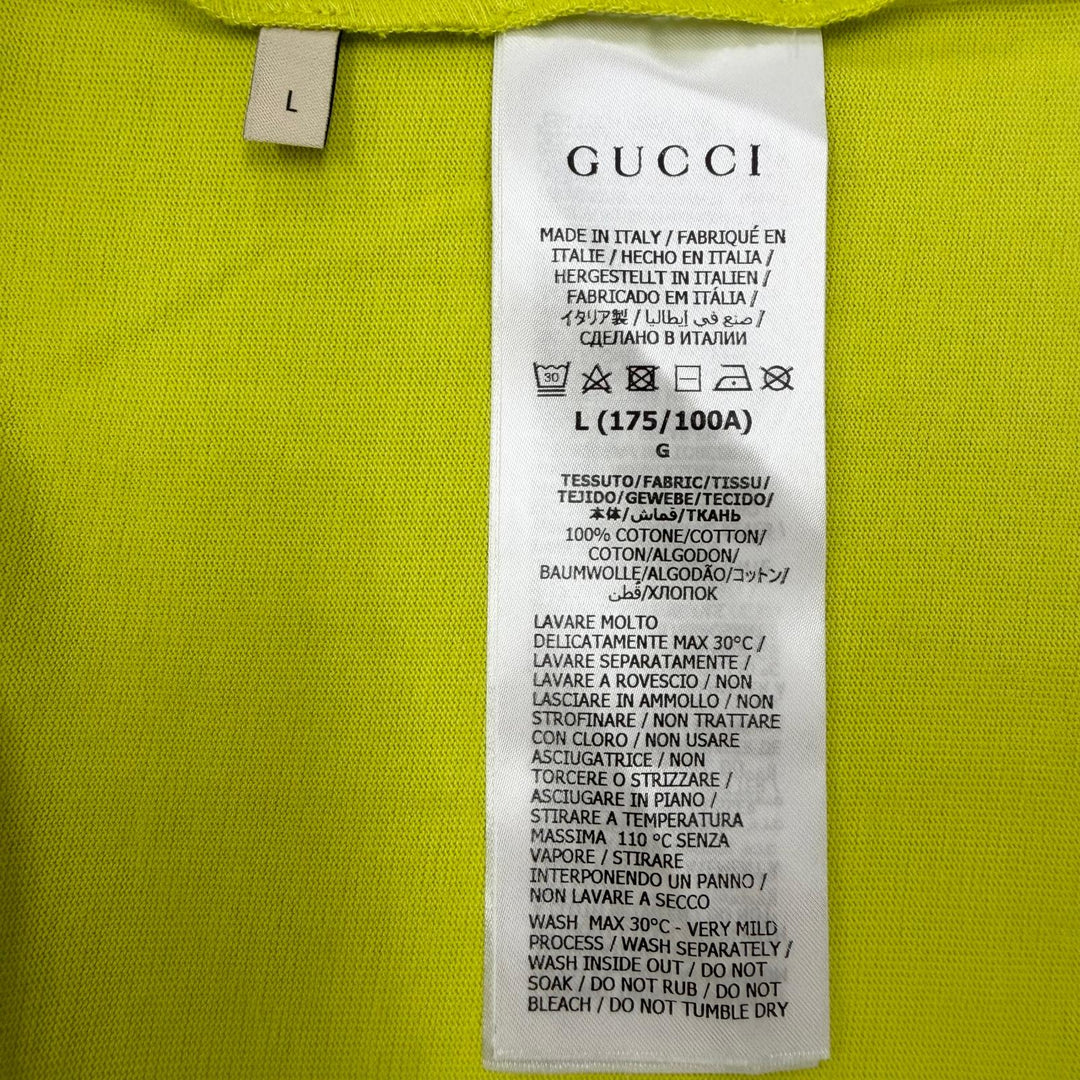 Pristine GUCCI Long-sleeved T-shirt Lime yellow cotton mens L 581903 XJF5P
