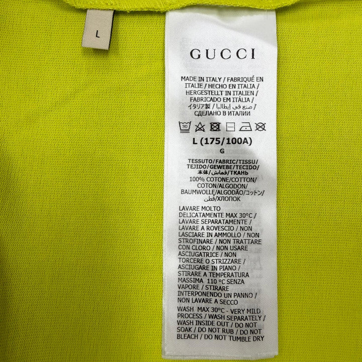 Pristine GUCCI Long-sleeved T-shirt Lime yellow cotton mens L 581903 XJF5P