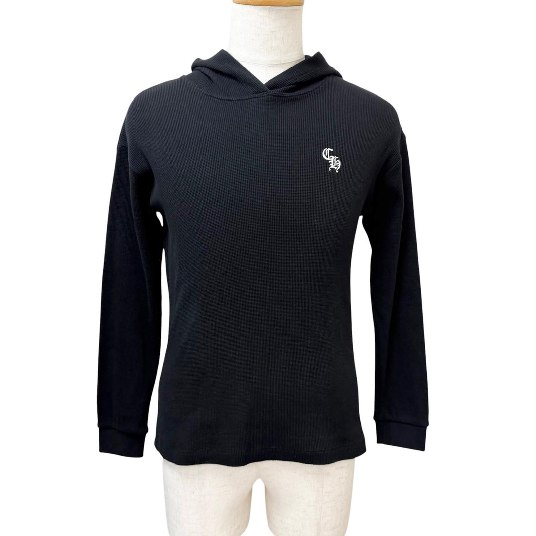 Great CHROME HEARTS hoodie CH logo embroidered thermal pullover black cotton