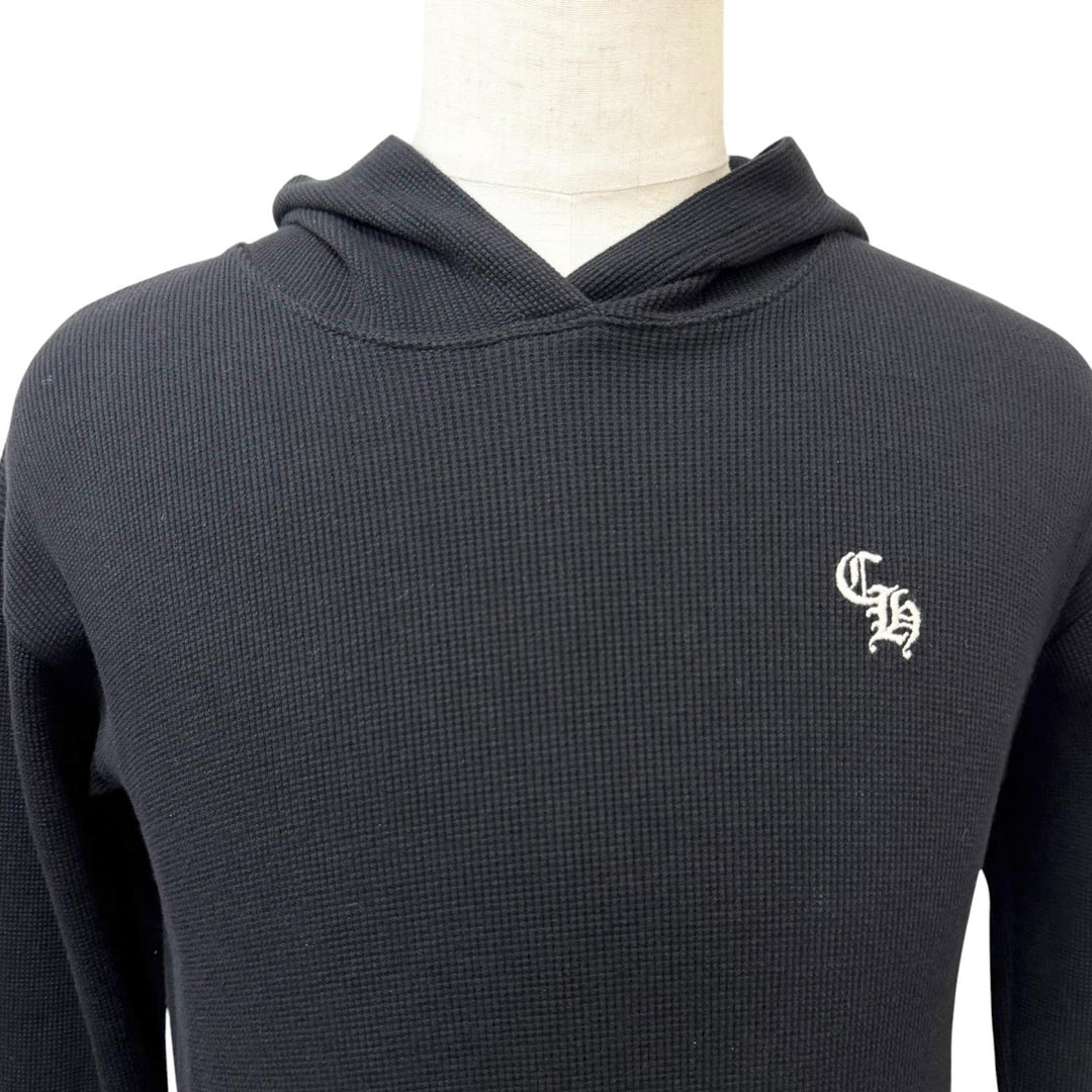 Great CHROME HEARTS hoodie CH logo embroidered thermal pullover black cotton