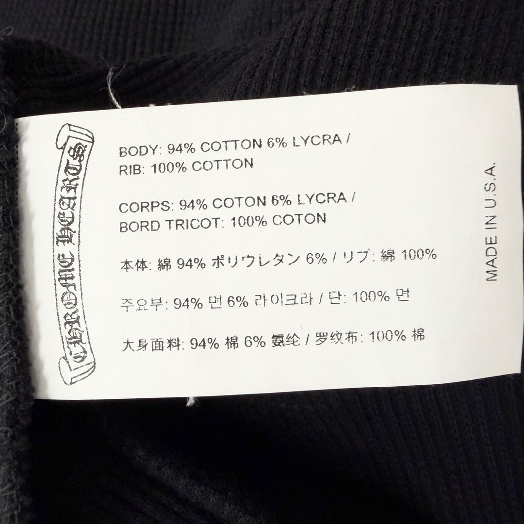 Great CHROME HEARTS hoodie CH logo embroidered thermal pullover black cotton