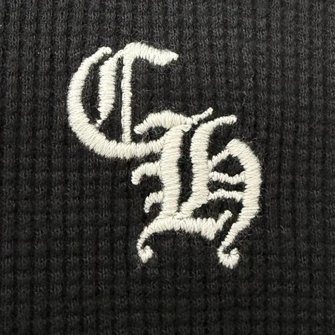 Great CHROME HEARTS hoodie CH logo embroidered thermal pullover black cotton
