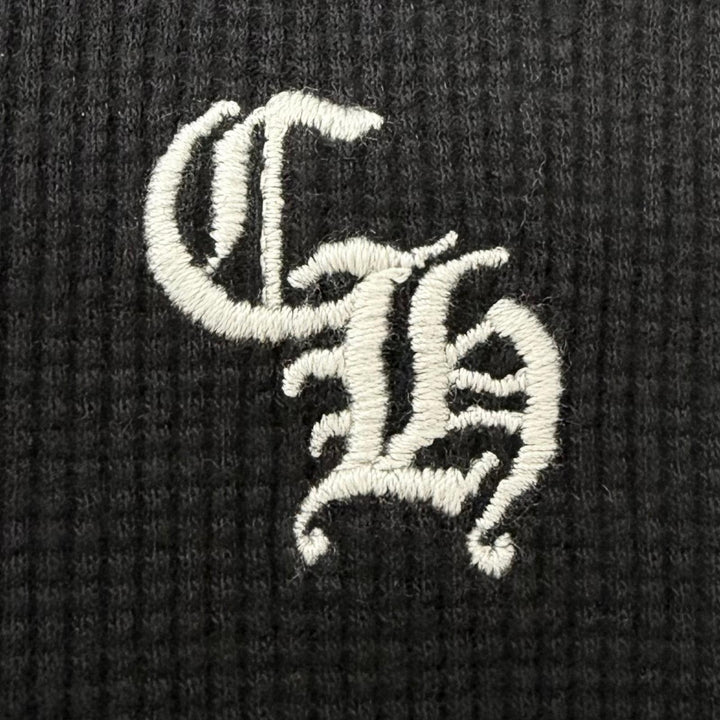 Great CHROME HEARTS hoodie CH logo embroidered thermal pullover black cotton