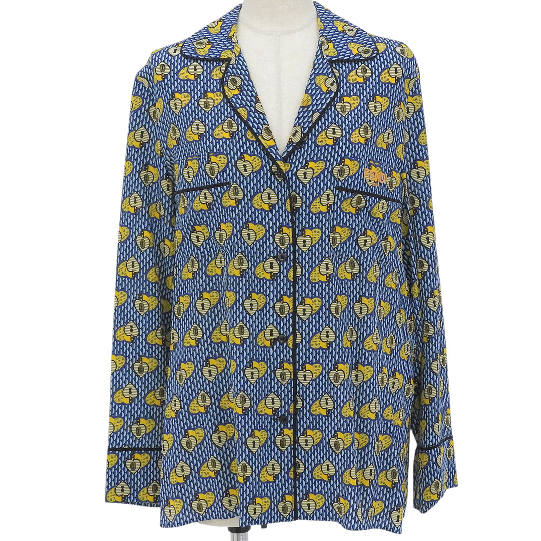 Excellent FENDI Long sleeve shirt Logo embroidery, all-over print, 38 FS6993