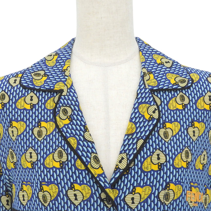 Excellent FENDI Long sleeve shirt Logo embroidery, all-over print, 38 FS6993