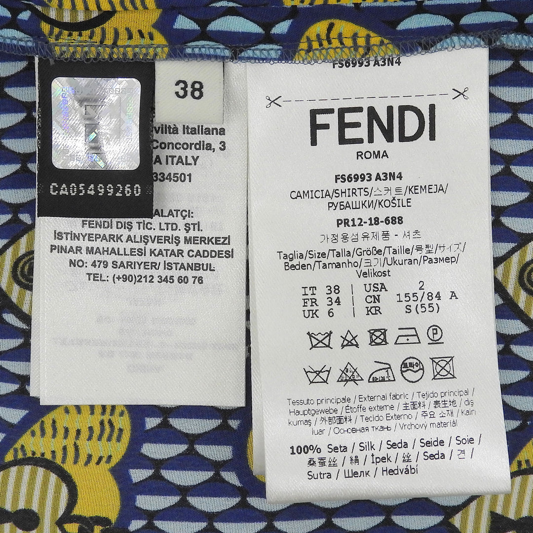 Excellent FENDI Long sleeve shirt Logo embroidery, all-over print, 38 FS6993