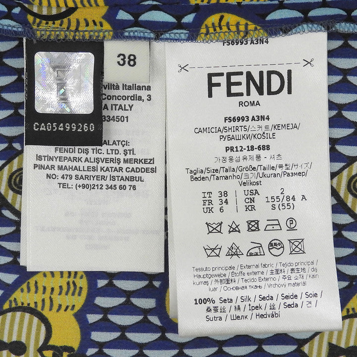 Excellent FENDI Long sleeve shirt Logo embroidery, all-over print, 38 FS6993
