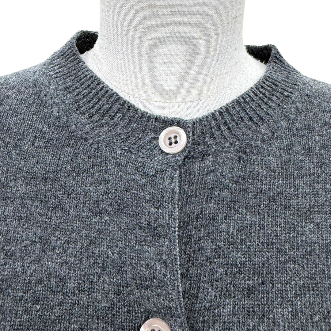 Excellent MIUMIU cardigan Logo embroidered cropped long-sleeved knit gray 38