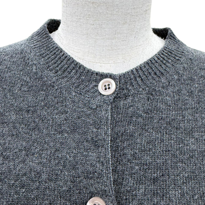 Excellent MIUMIU cardigan Logo embroidered cropped long-sleeved knit gray 38