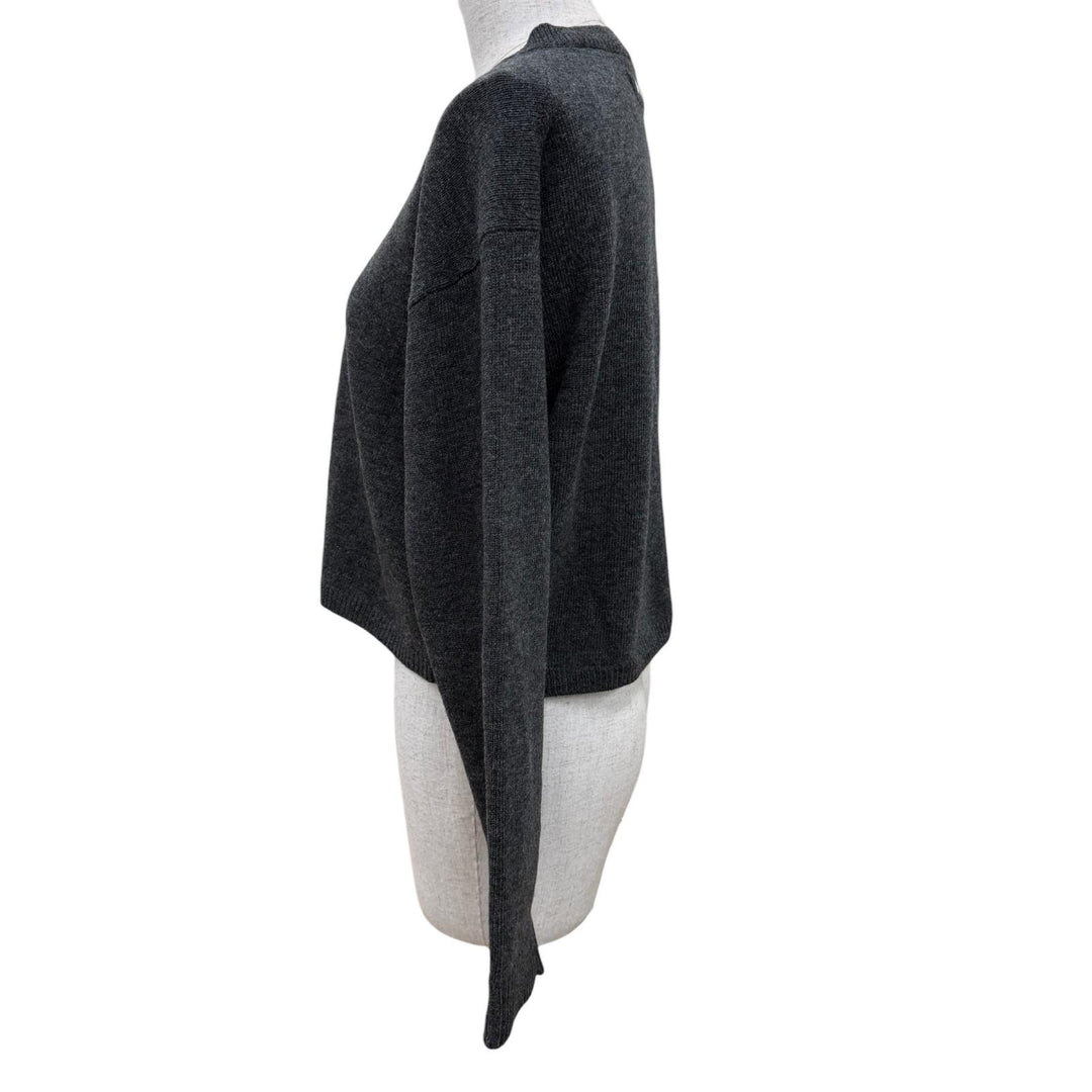 Excellent MIUMIU cardigan Logo embroidered cropped long-sleeved knit gray 38
