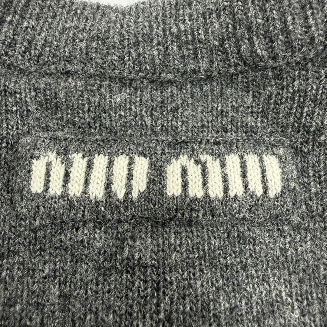 Excellent MIUMIU cardigan Logo embroidered cropped long-sleeved knit gray 38