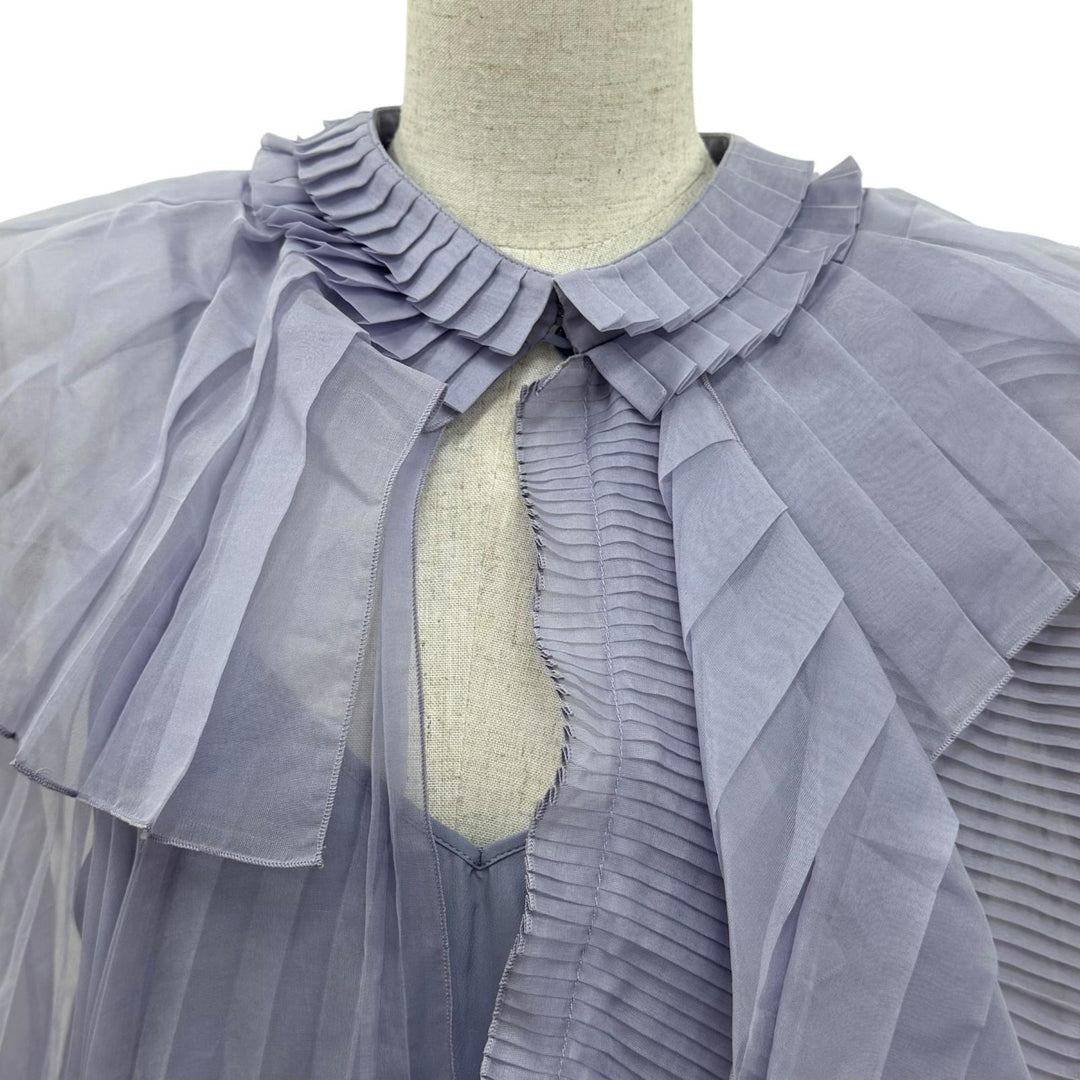 Excellent GUCCI tops Long-sleeved pleated shirt purple silk 36 623194