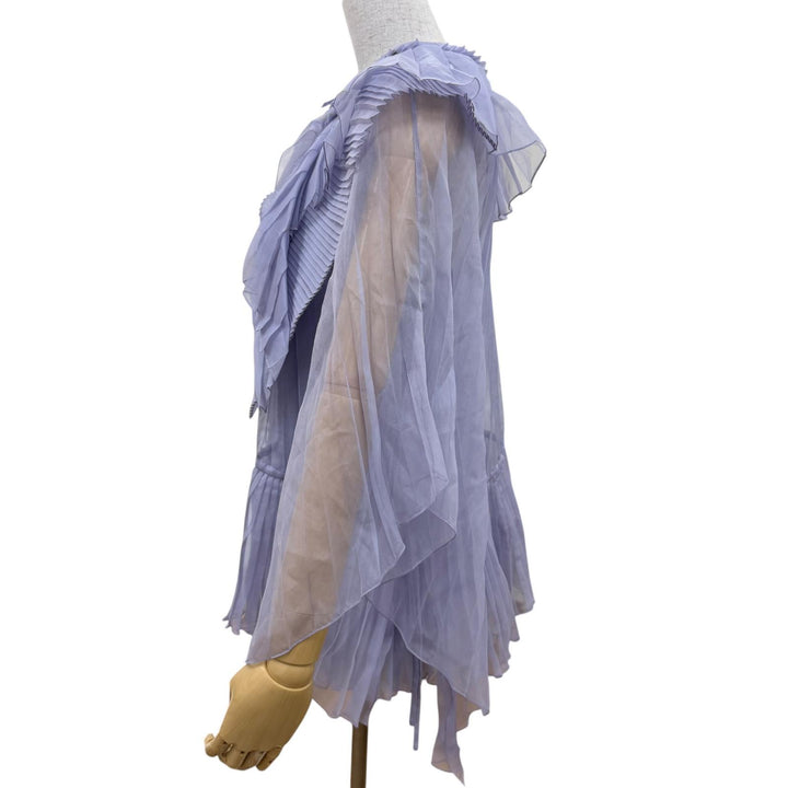 Excellent GUCCI tops Long-sleeved pleated shirt purple silk 36 623194