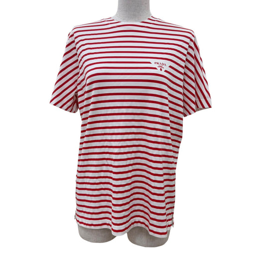 Pristine PRADA Short sleeve T-shirt Triangle logo border pattern Red S