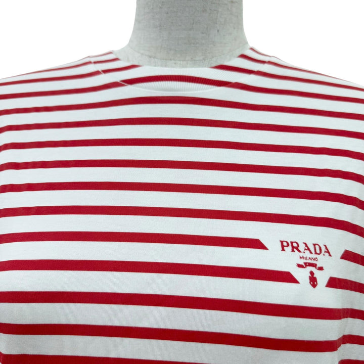 Pristine PRADA Short sleeve T-shirt Triangle logo border pattern Red S