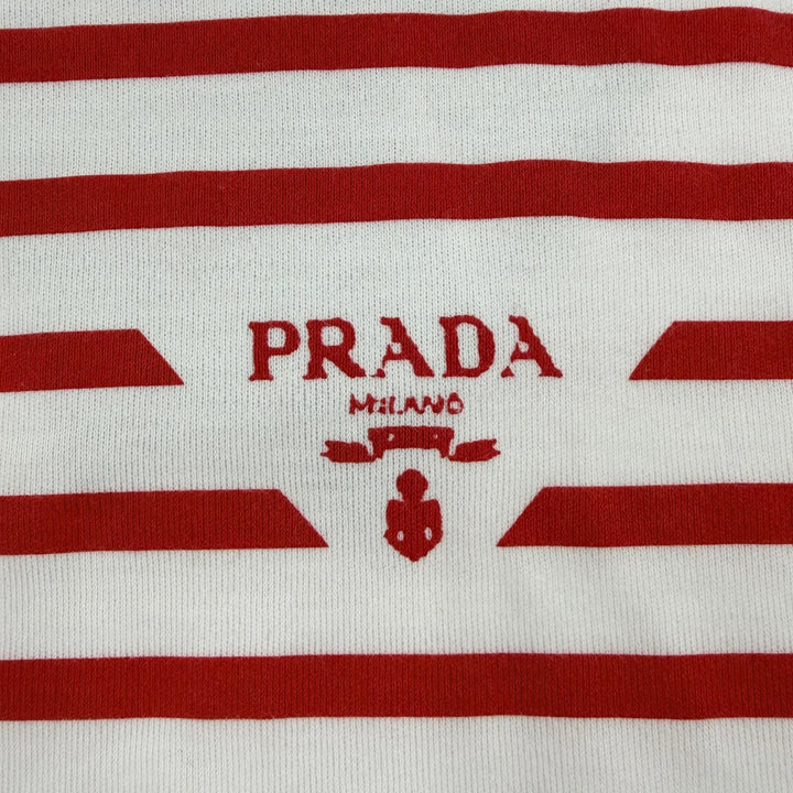 Pristine PRADA Short sleeve T-shirt Triangle logo border pattern Red S