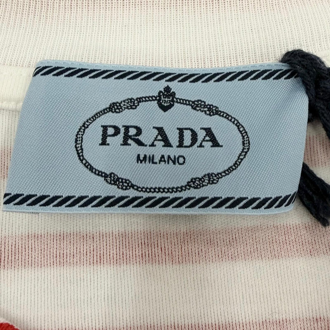 Pristine PRADA Short sleeve T-shirt Triangle logo border pattern Red S