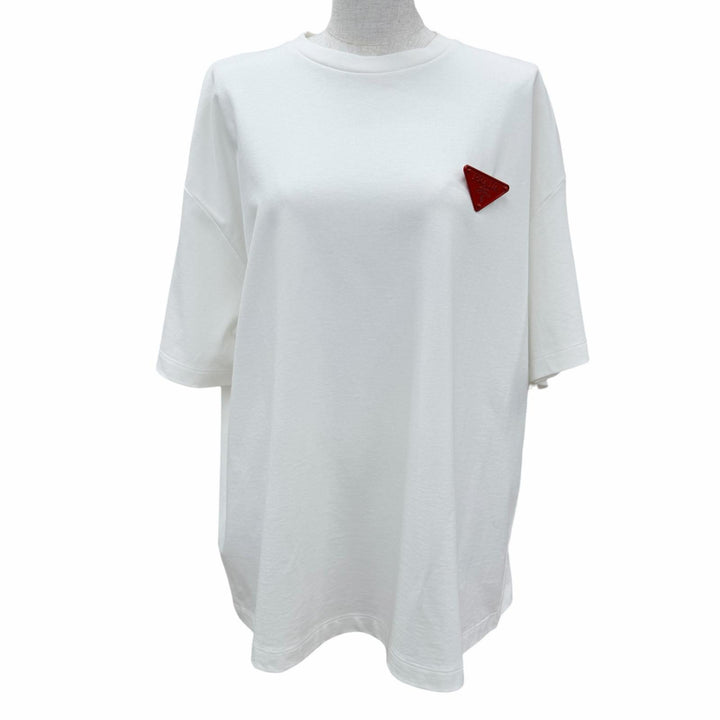 Pristine PRADA Short sleeve T-shirt Triangle logo white Women S 3558A S211 10UP