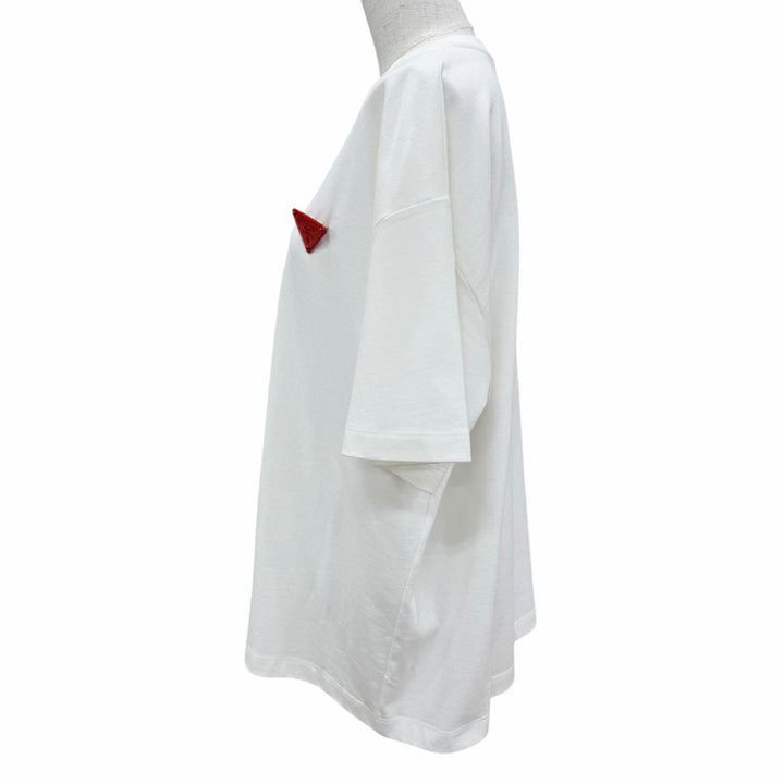 Pristine PRADA Short sleeve T-shirt Triangle logo white Women S 3558A S211 10UP