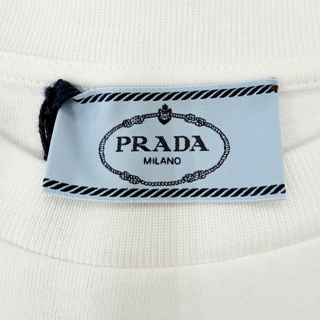 Pristine PRADA Short sleeve T-shirt Triangle logo white Women S 3558A S211 10UP