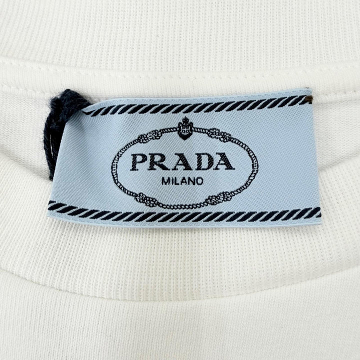 Pristine PRADA Short sleeve T-shirt Triangle logo white Women S 3558A S211 10UP