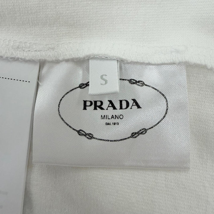 Pristine PRADA Short sleeve T-shirt Triangle logo white Women S 3558A S211 10UP