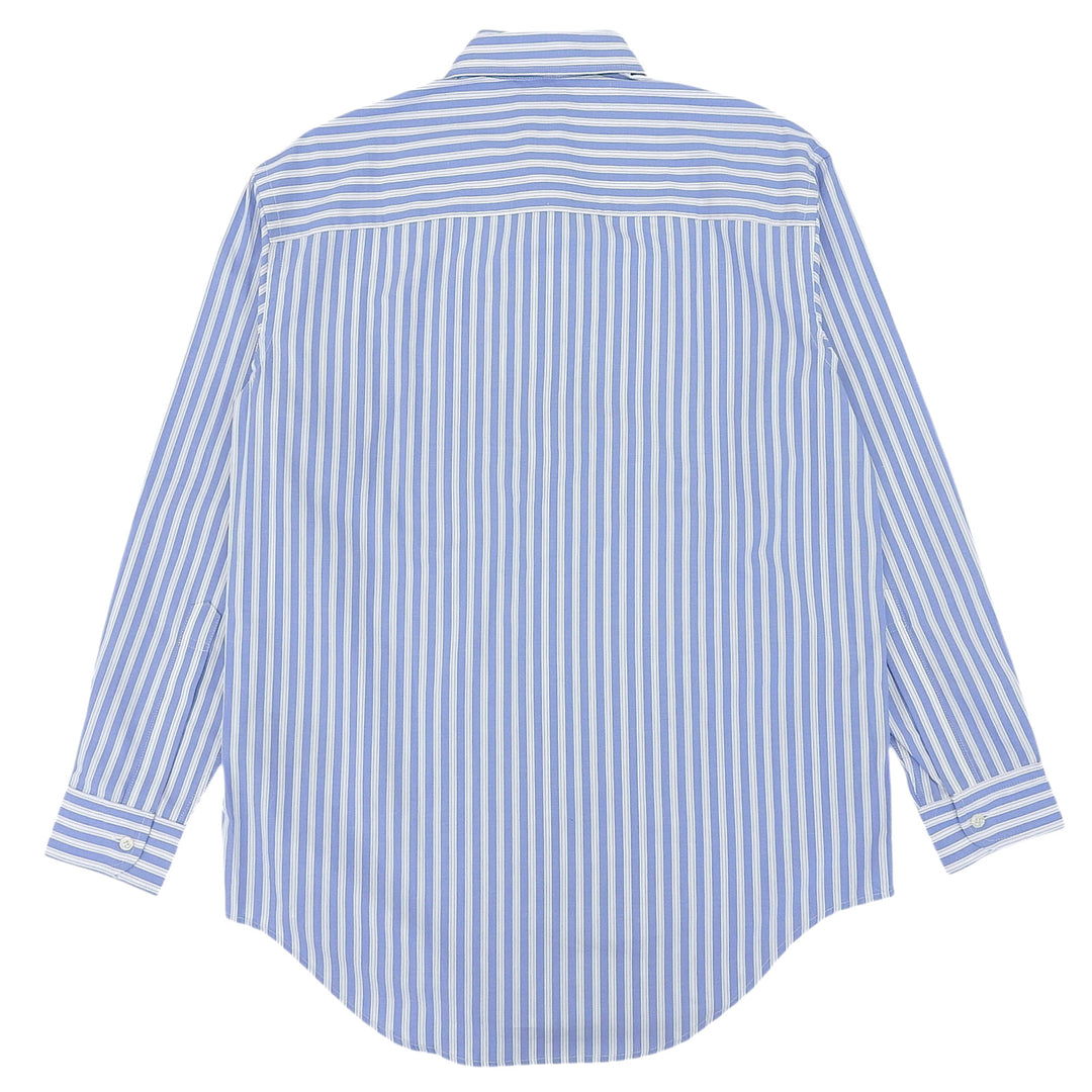 Excellent COACH Long sleeve shirt Cherry logo embroidery stripe blue CI396