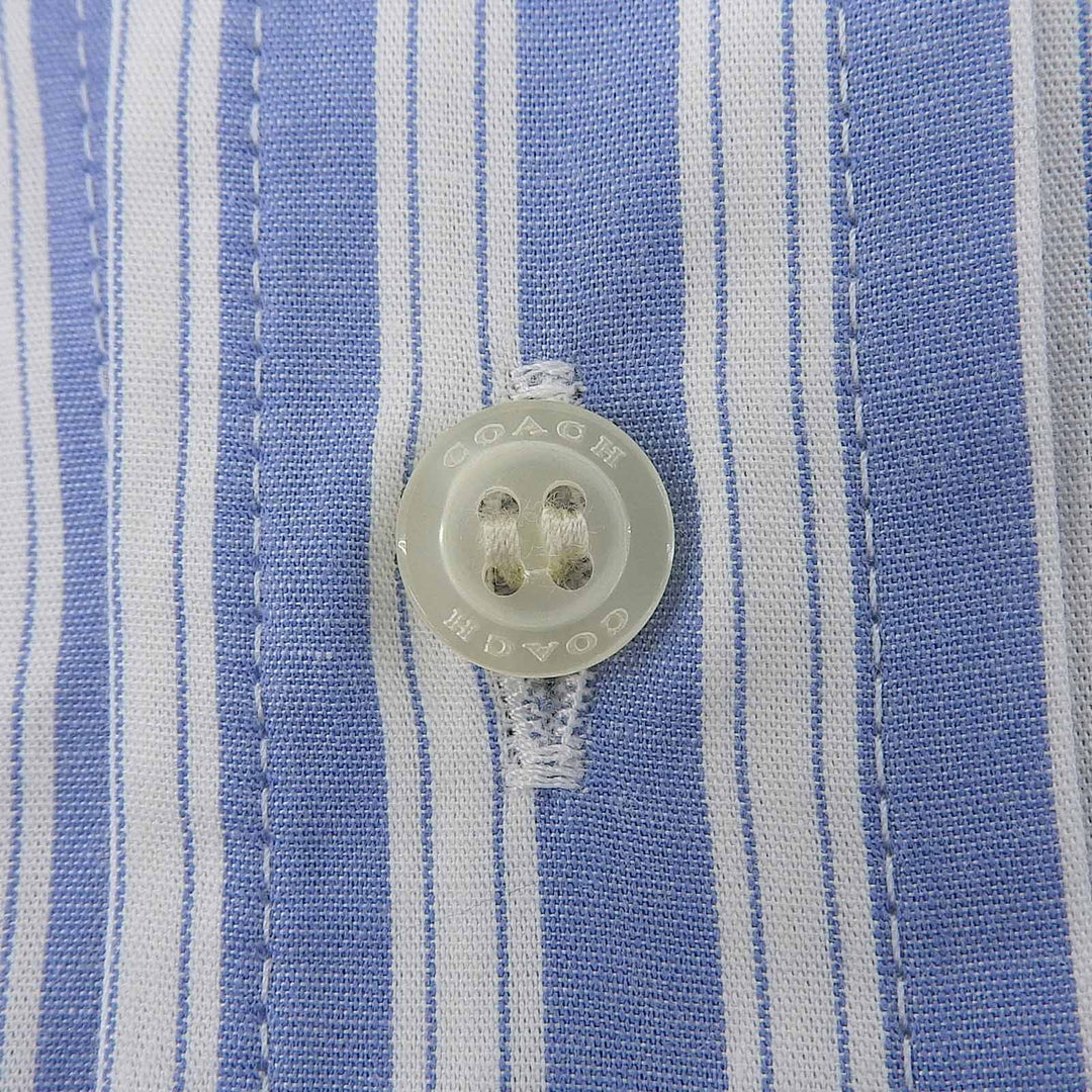 Excellent COACH Long sleeve shirt Cherry logo embroidery stripe blue CI396
