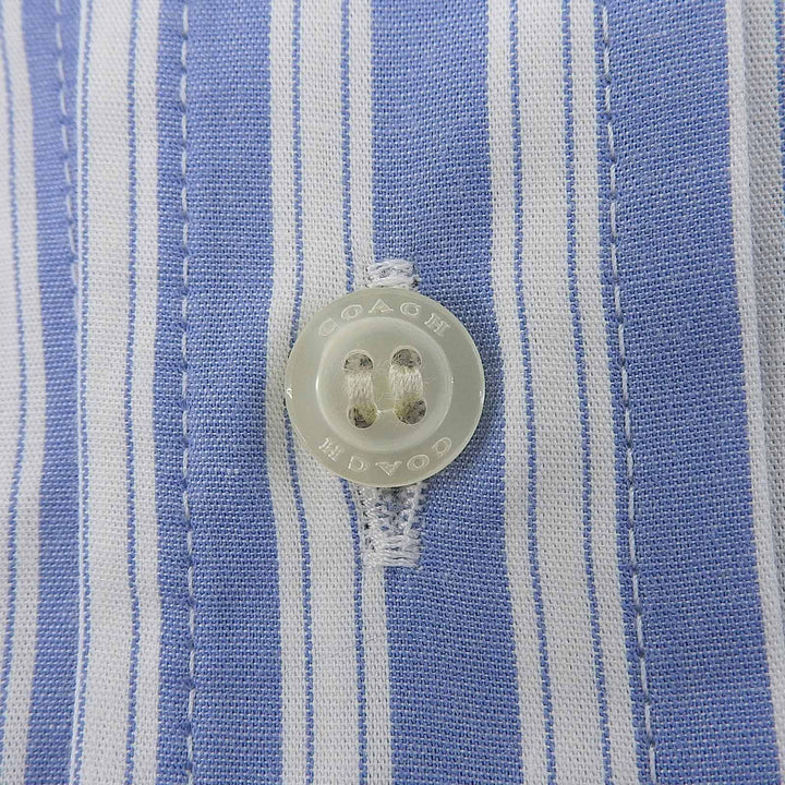 Excellent COACH Long sleeve shirt Cherry logo embroidery stripe blue CI396