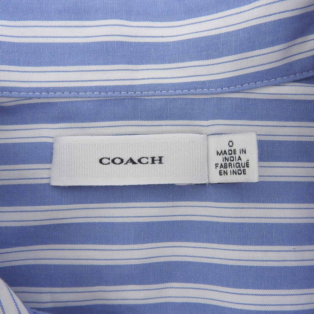 Excellent COACH Long sleeve shirt Cherry logo embroidery stripe blue CI396