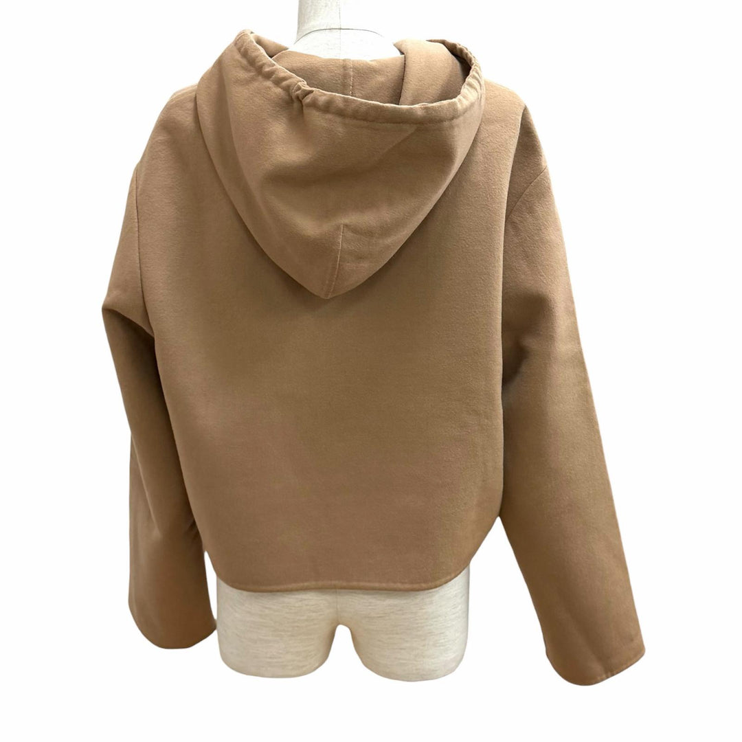 Excellent MIUMIU hoodie Logo patch zip-up hoodie Brown Virgin wool 38 ML1091