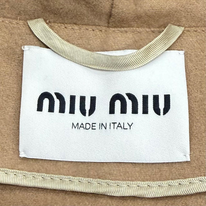 Excellent MIUMIU hoodie Logo patch zip-up hoodie Brown Virgin wool 38 ML1091