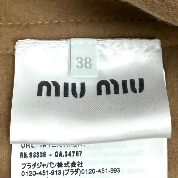 Excellent MIUMIU hoodie Logo patch zip-up hoodie Brown Virgin wool 38 ML1091