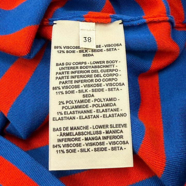 Excellent HERMES knit Striped Sleeveless Mock Neck blue Viscose 38 2E2637DX