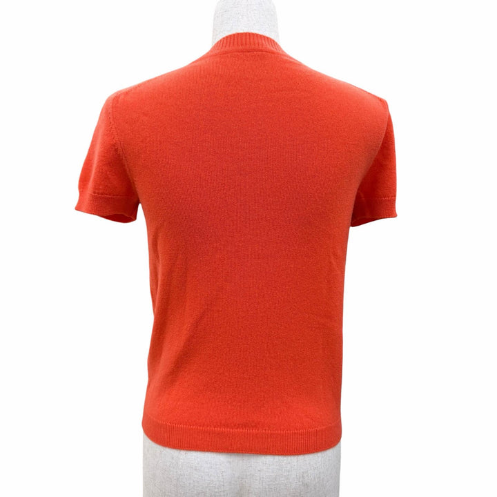 Excellent HERMES Short sleeve knit H-lift Top Orange cashmere Women 34 07-7700